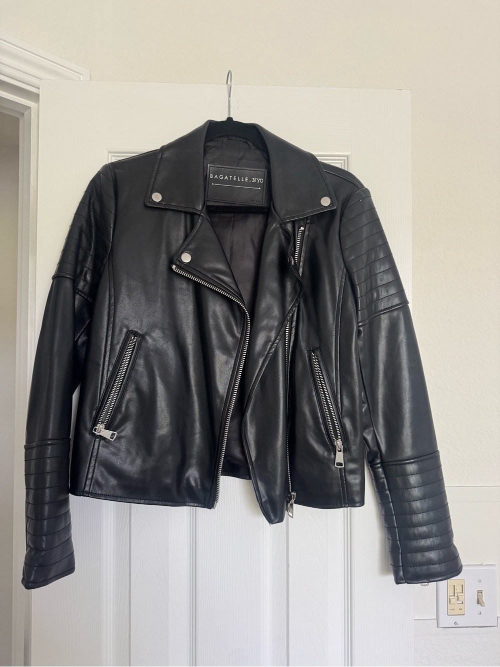 Bagatelle Black Quilted Sleeve Moto Jacket 🏍️